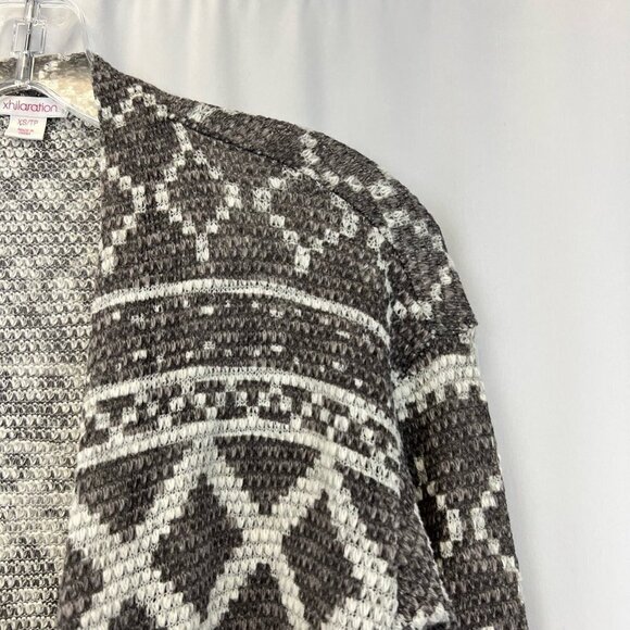 Xhilaration Womens Cardigan Sweater Gray White Aztec Long Sleeve Open Front XS - Picture 4 of 11